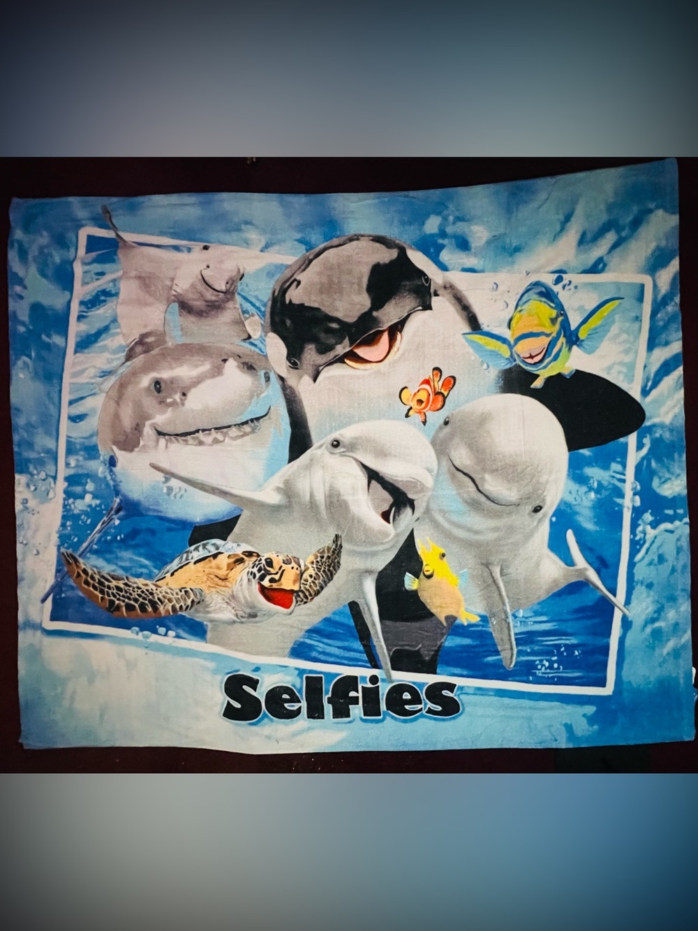 Sea Life Selfies Oversized Beach Towel for Two